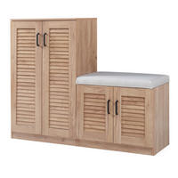 SCHUHSCHRANK Løten mit Sitzbank - Eichefarben, Holzwerkstoff/Kunststoff (120/97/36cm) - [en.casa]