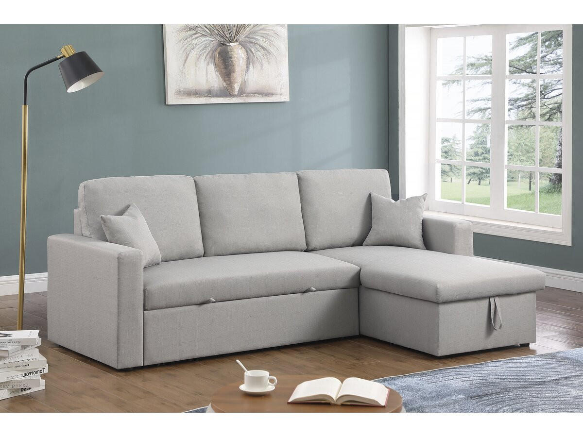 ECKSCHLAFSOFA Alain Hellgrau - Hellgrau, Textil (221/145cm) - Habitat Garten