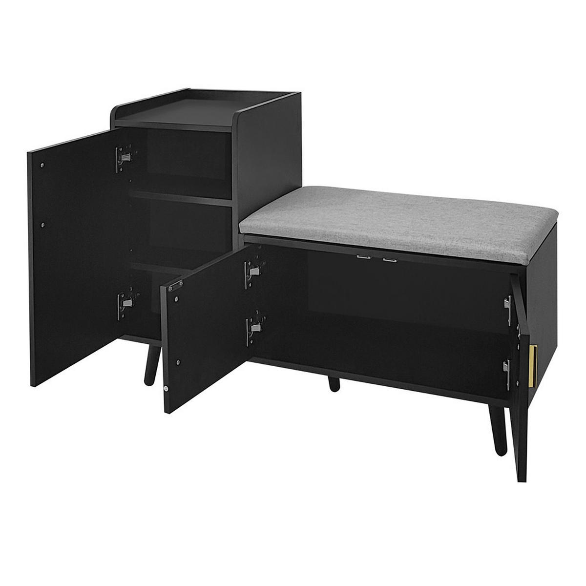 SCHUHSCHRANK Sitzbank 100x34x69 cm Stauraum Schwarz - Schwarz, Holz (100/69/34cm) - Kaket