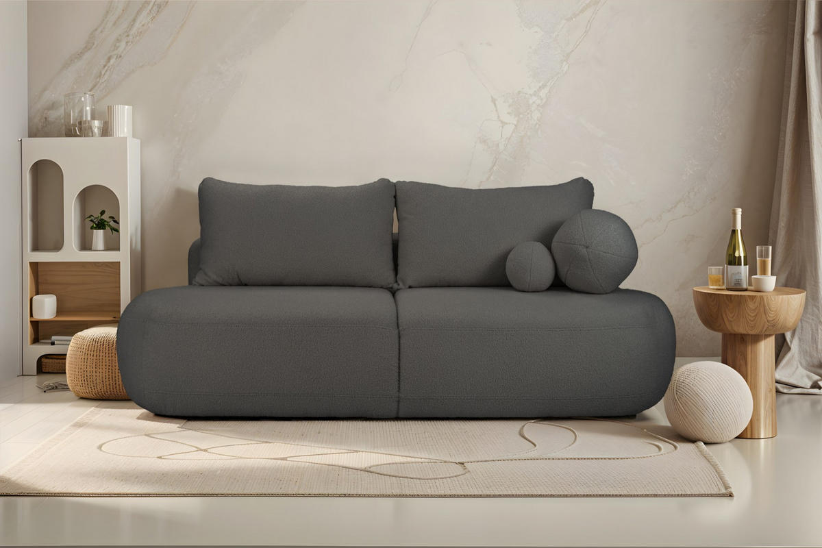 SCHLAFSOFA Mit Bettkasten Fabo, Stoff Quelle Graphit - Graphitfarben, Holz/Textil (240/90/90cm) - Kaiser Möbel