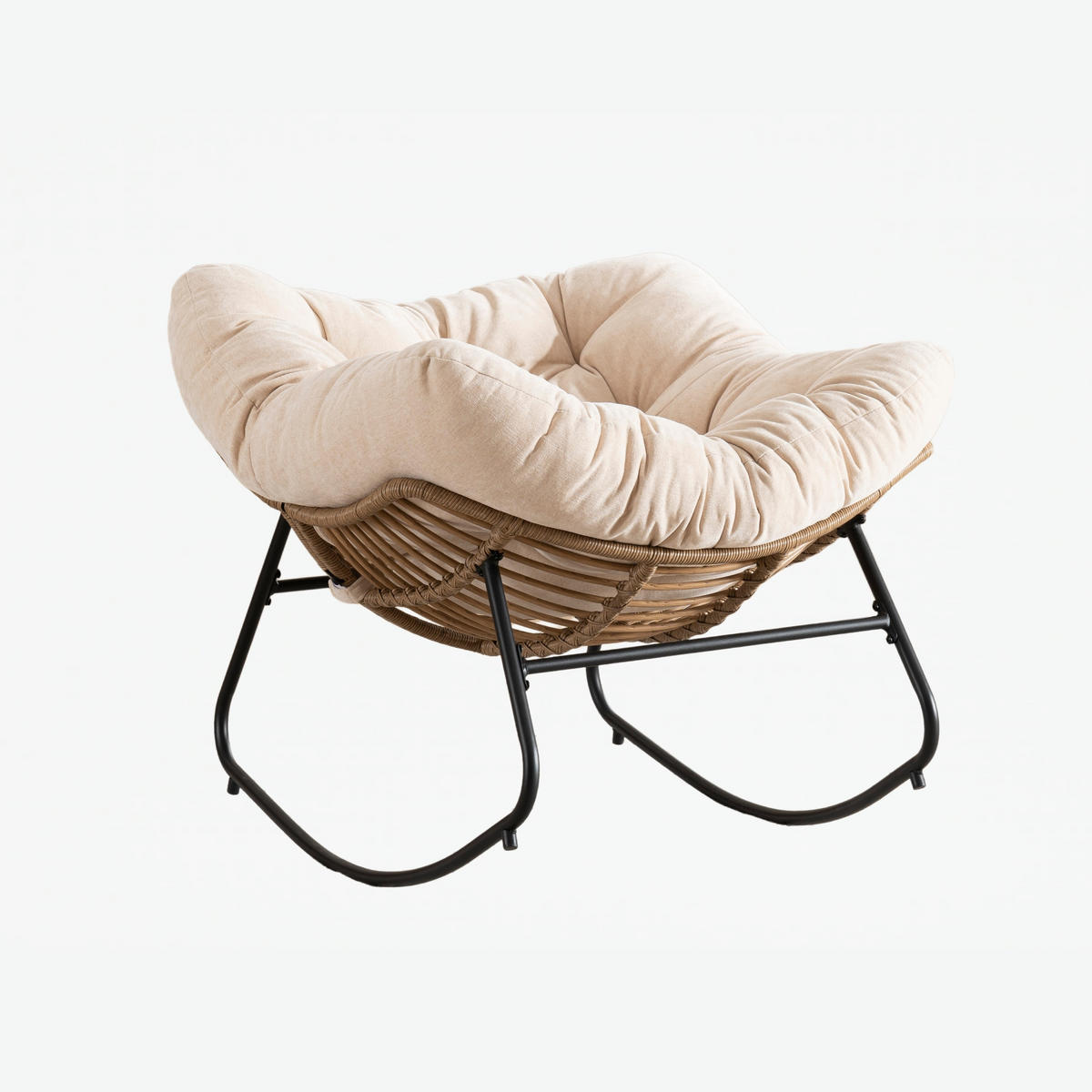 SCHAUKELSTUHL Beige Chenille, Metallrahmen - Beige, Textil (107/83/95cm) - Oxeza