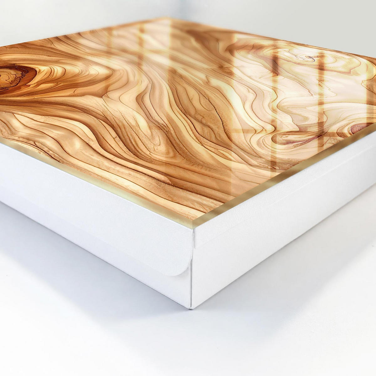 SCHLÜSSELBOX Weiß 30x30 cm – Türöffnung nach rechts - Holzwellen - Braun, Metall (30/30/5cm) - TULUP