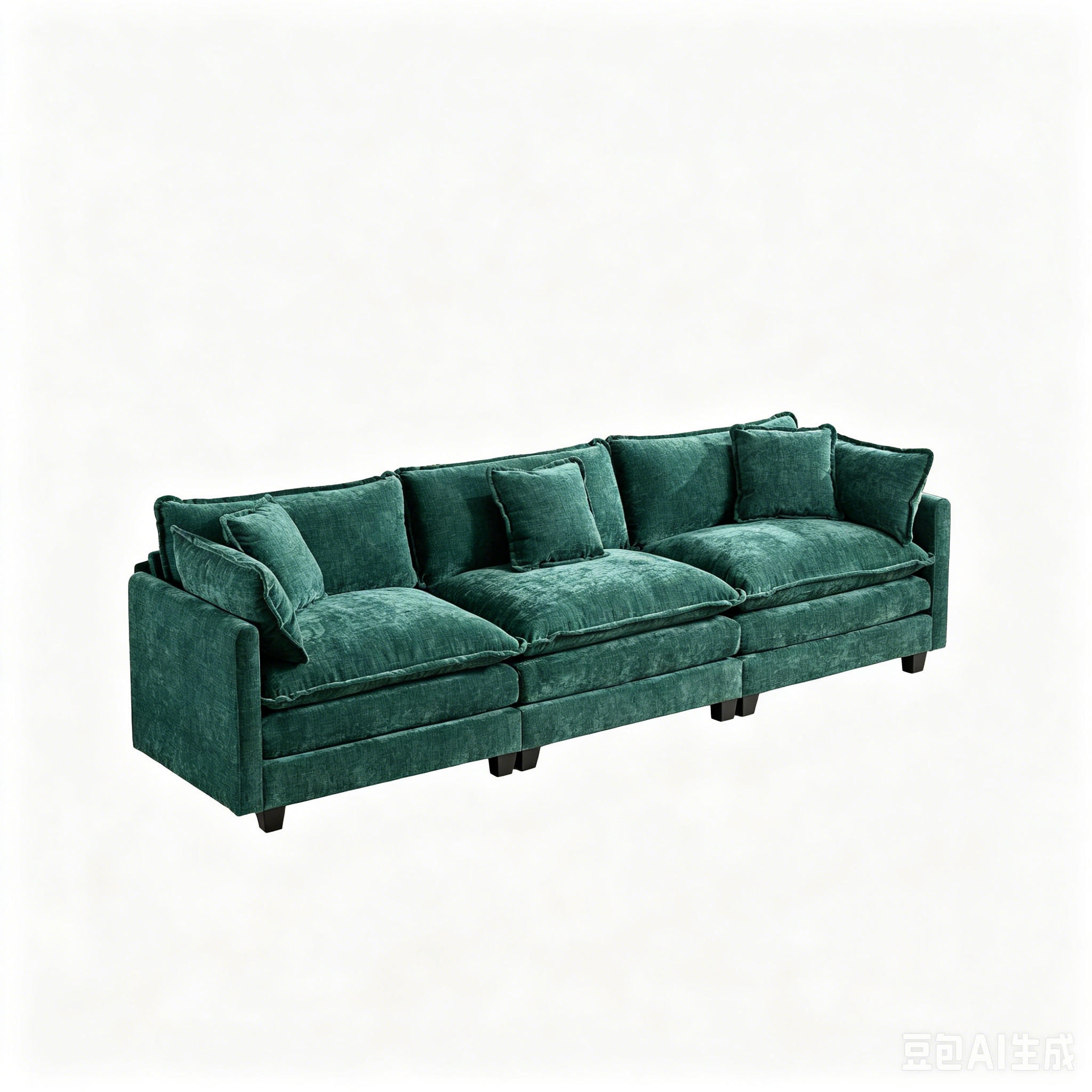 3-SITZER-SOFA aus Chenille in Grün mit modularem Aufbau - Grün, Textil (75/84/289cm) - Modfu