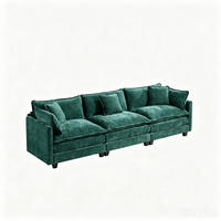 3-SITZER-SOFA aus Chenille in Grün mit modularem Aufbau - Grün, Textil (75/84/289cm) - Modfu