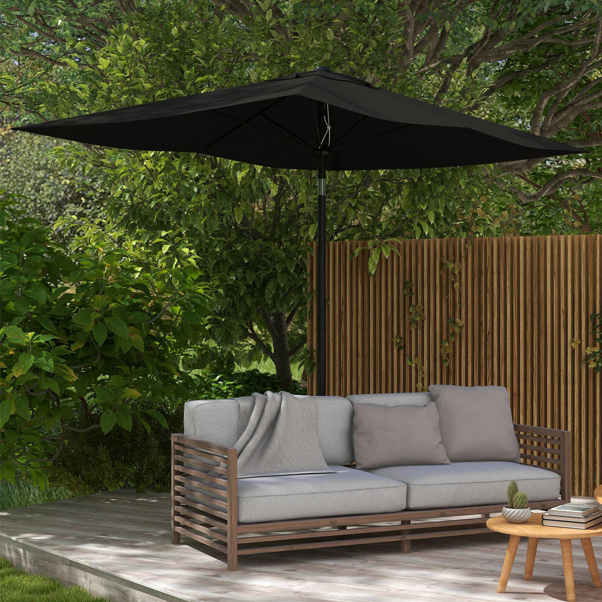 SONNENSCHIRM DE-11460 rechteckig, neigbar, 3 x 2 m Schwarz - Schwarz, Metall (200/290cm) - ComfortXL