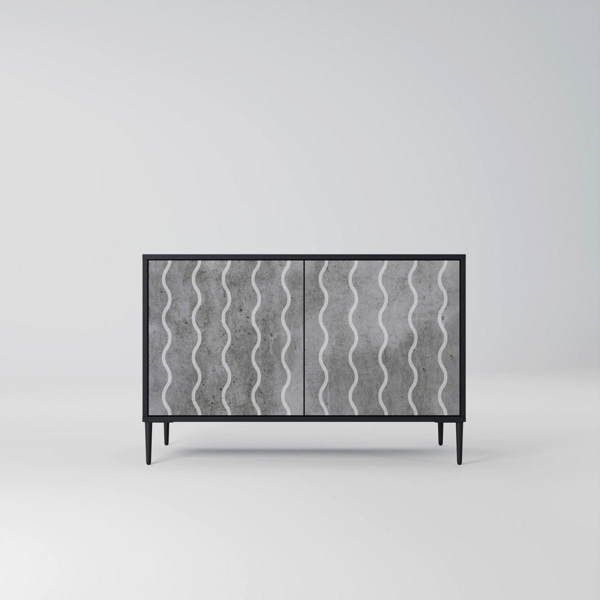 SIDEBOARD WAVES OF CONCRETE, Eicheneffekt, 111x42x77,5 cm, 2 Türen - Eichefarben/Buchefarben, Holzwerkstoff/Buchenholz (111/77.5/42cm) - SpaceRebels