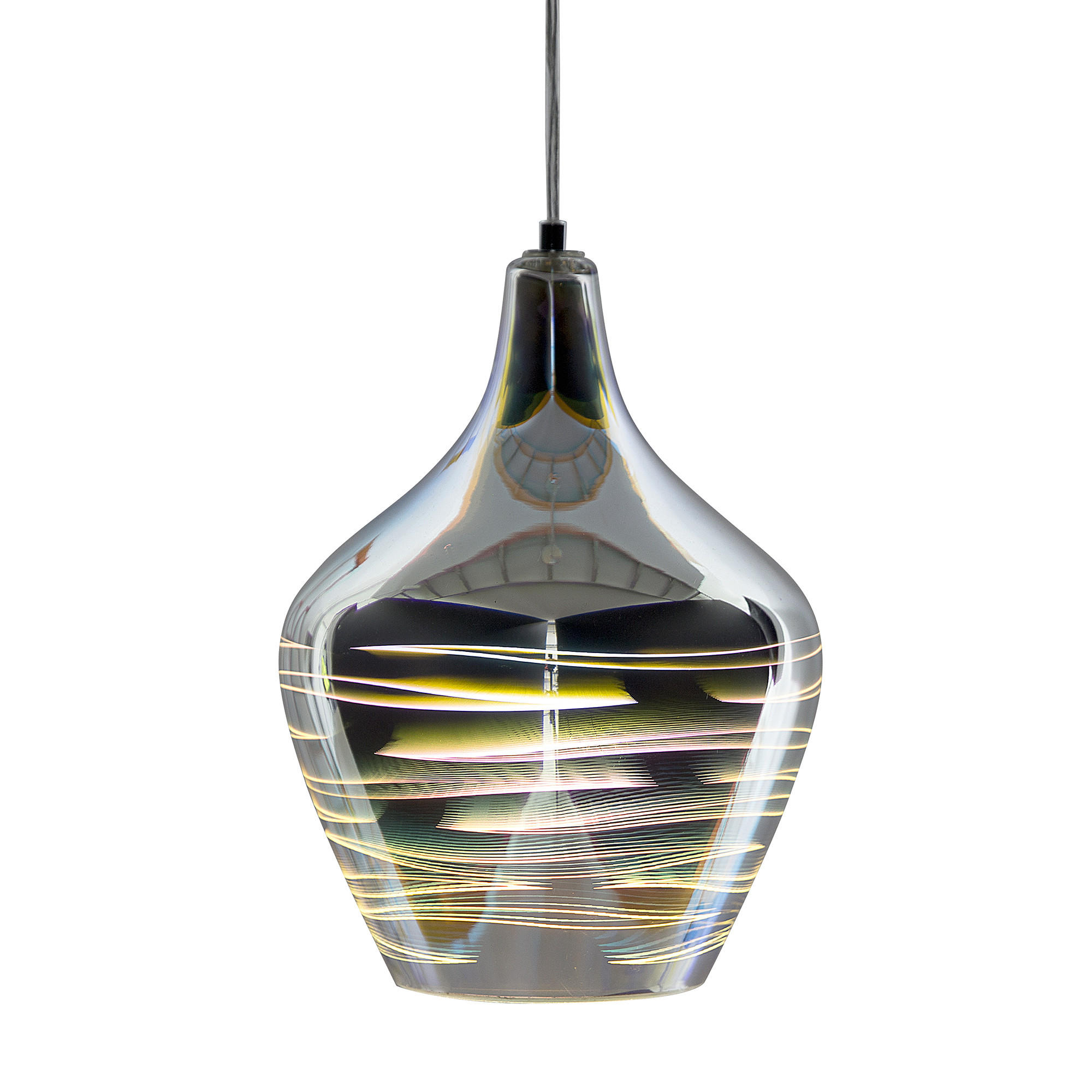 HÄNGELEUCHTE Sangone 23/23/148 cm - Silberfarben, Glas (23/23/148cm) - Beliani