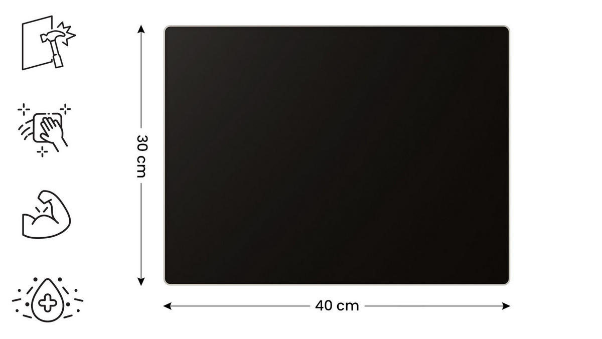GLAS Herdabdeckplatte Schneidebrett SCHWARZ CLASSIC BLACK 30x40 cm - Schwarz, Glas (30/40/0.6cm) - ALLboards