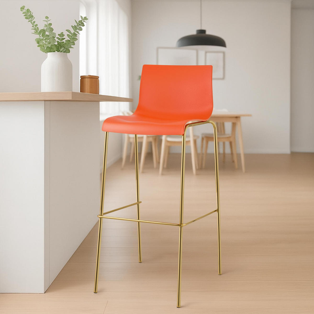 BARHOCKER Kunststoff Orange - Goldfarben/Orange, Kunststoff/Metall (43/100/48cm) - CLP