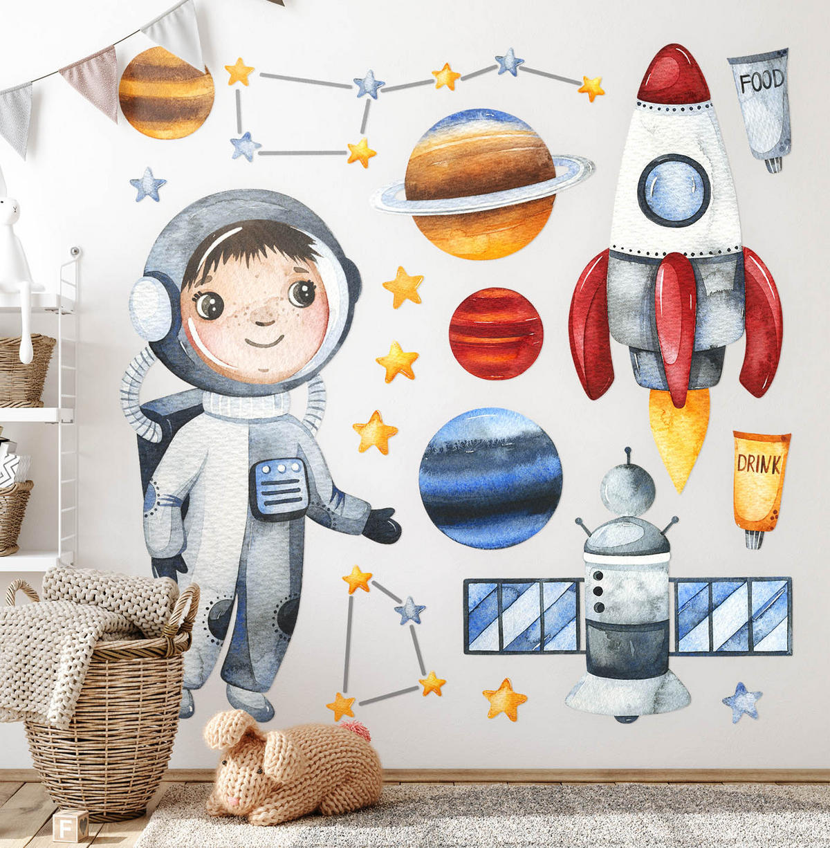 AUFKLEBER 60x80 cm Kleiner Astronaut - Blau, Kunststoff (60/80/0.1cm) - TULUP