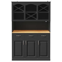 BUFFETSCHRANK Kombi Schwarz 120/40/180 cm - Schwarz, Holz (120/180/40cm) - PANGIVO