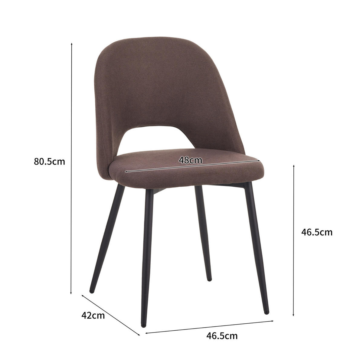 ESSZIMMERSTUHL SILVI Stoff 2er-Set - Braun, Metall (48/81/53cm) - Albatros