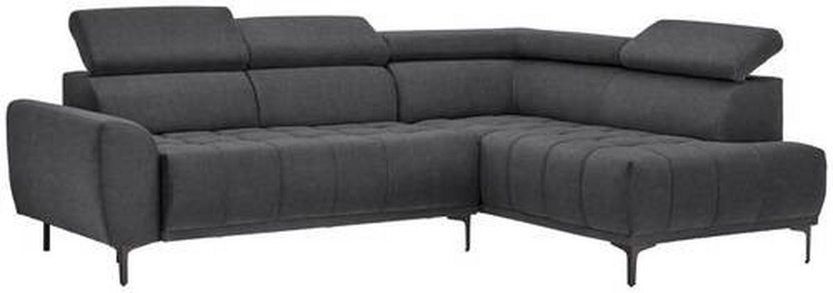 ECKSOFA in Velours Graphitfarben  - Schwarz/Graphitfarben, Design, Textil/Metall (261/191cm) - Stylife