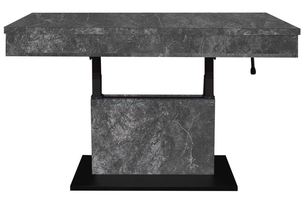 COUCHTISCH Höhenverstellbar Else 1 110x59x60 Holz Keramikoptik Grau - Schwarz/Grau, Holzwerkstoff (110/60/59cm) - 58aufmkessel