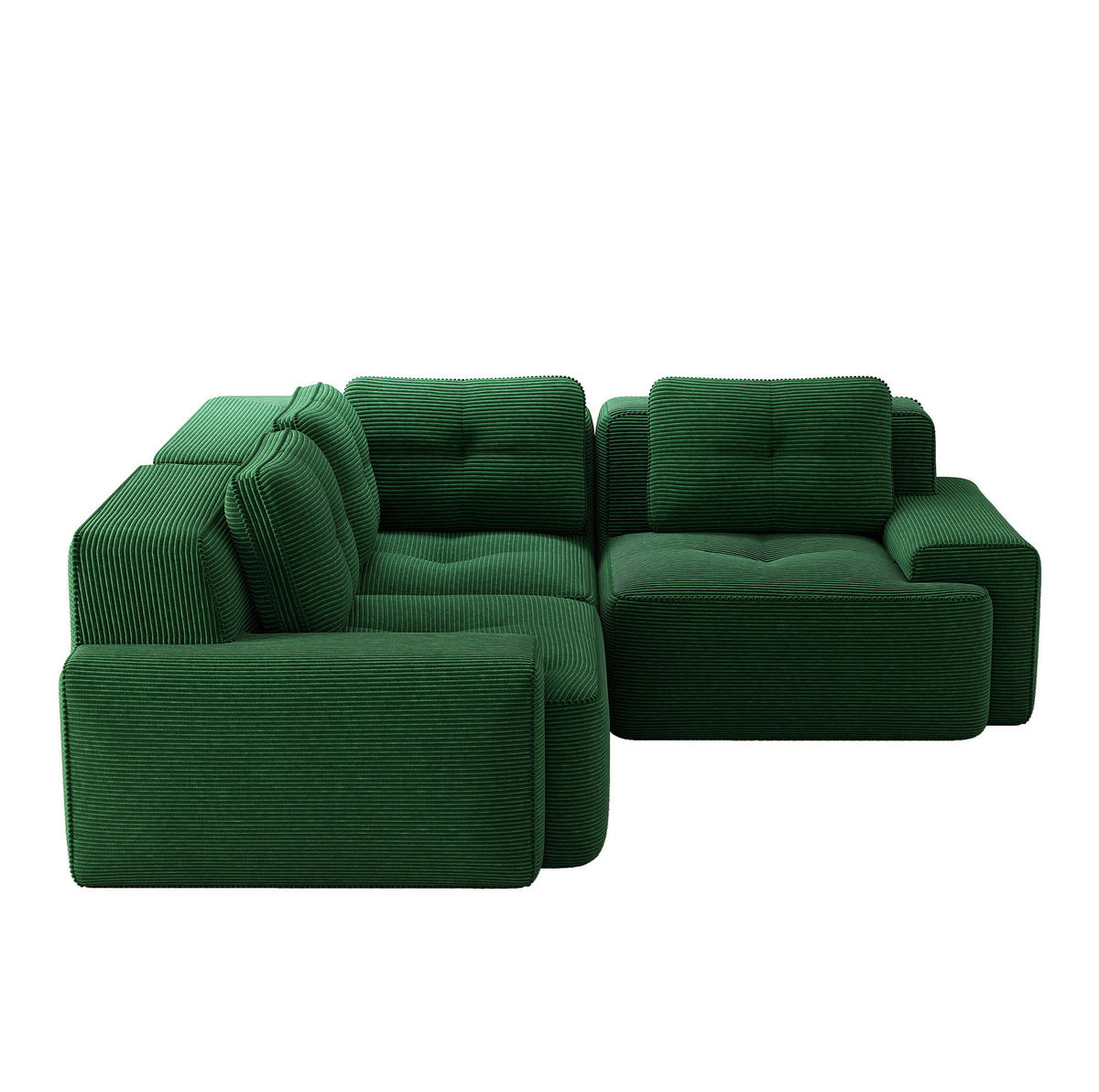 MODULARES Ecksofa aus Cord mit tiefem Sitz und rutschfestem Standfuß Grün - Grün, Textil (104/177cm) - Modenvie