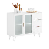 VITRINE Weiß - Goldfarben/Weiß, Glas/Holzwerkstoff (108/85/40cm) - SoBuy