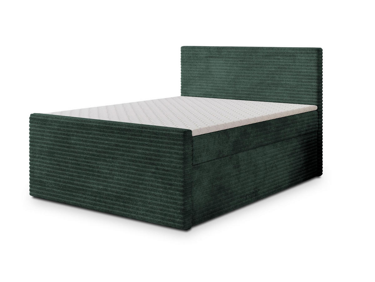 BOXBETT NOLEN 140x200 cm mit Matratze und Topper - Grün - Grün, Holz (140/200cm) - MASSENO