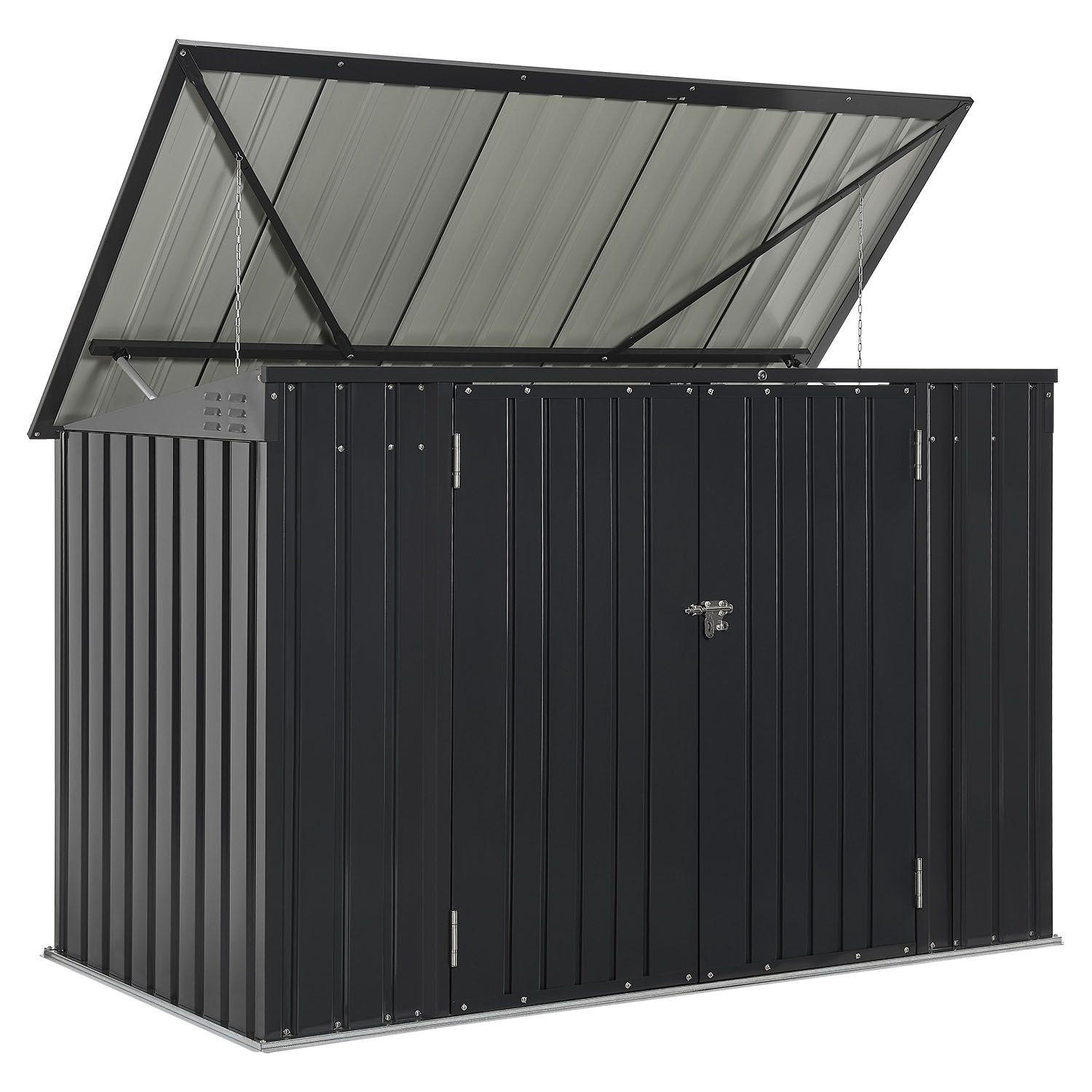 MÜLLTONNENBOX Namur Grau - Anthrazit, Metall (200/128/105cm) - Juskys