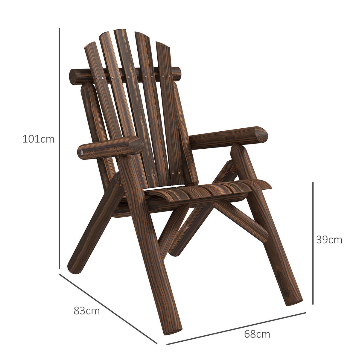 GARTENSTUHL Schwarz 83.0/68.0/101.0cm - Schwarz, Holz (68/101/83cm)