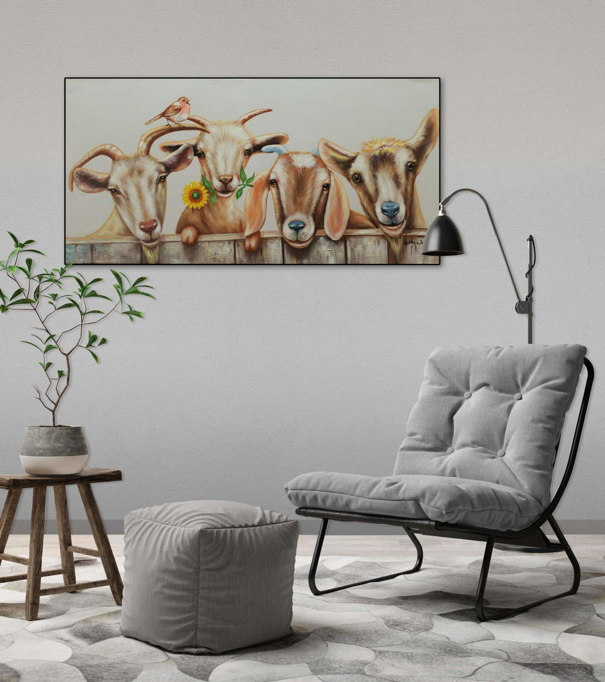 ACRYLBILD HANDGEMALT 100/50 cm - Weiß/Braun, Holz/Textil (100/50cm) - KUNSTLOFT