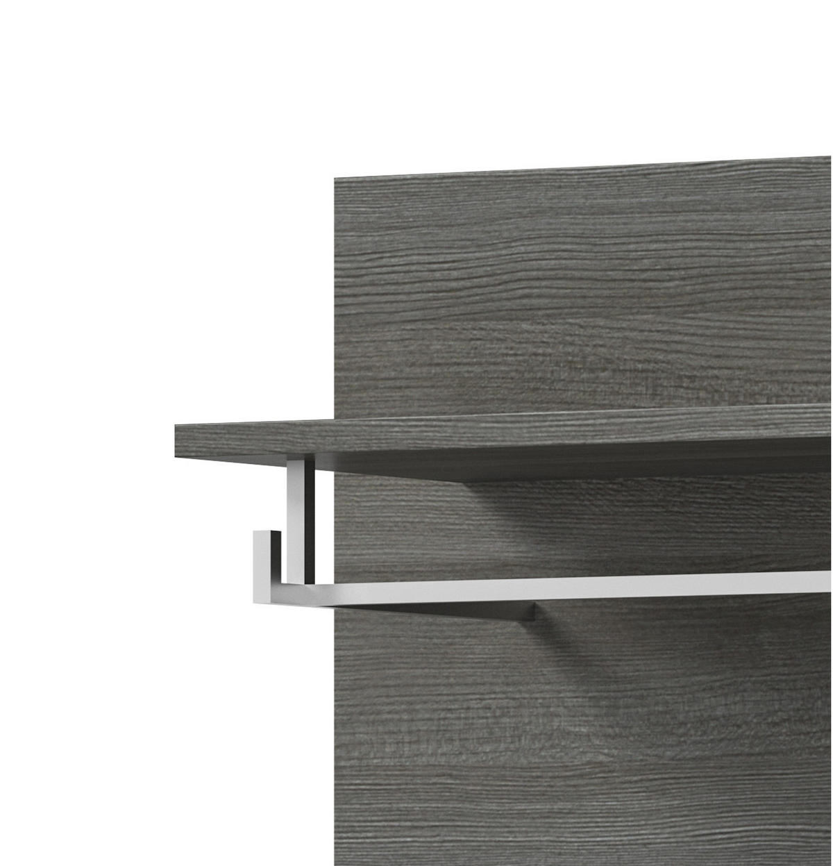 GARDEROBENPANEEL grau 80 cm, Flurgarderobe mit Kleiderstange und Haken - Grau, Holzwerkstoff/Metall (80/70/27cm) - Inn.Furn