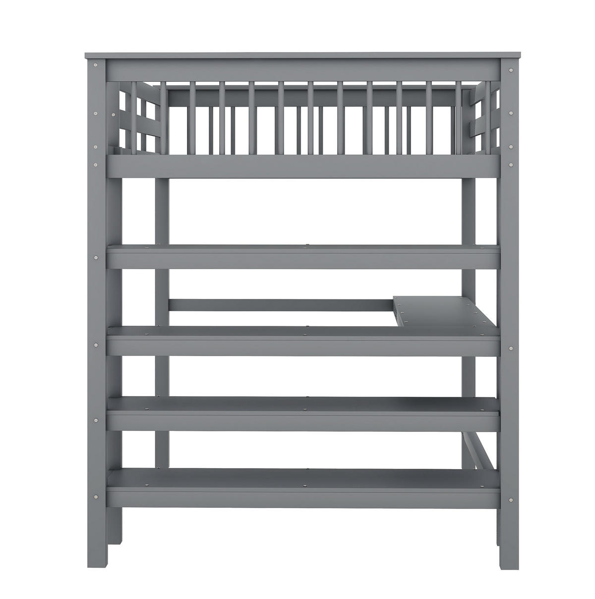 HOCHBETT 140/200 cm, Grau mit Schreibtisch und Ablagefächern ohne Matratze - Grau, Holz (140/200cm) - MIVRAY