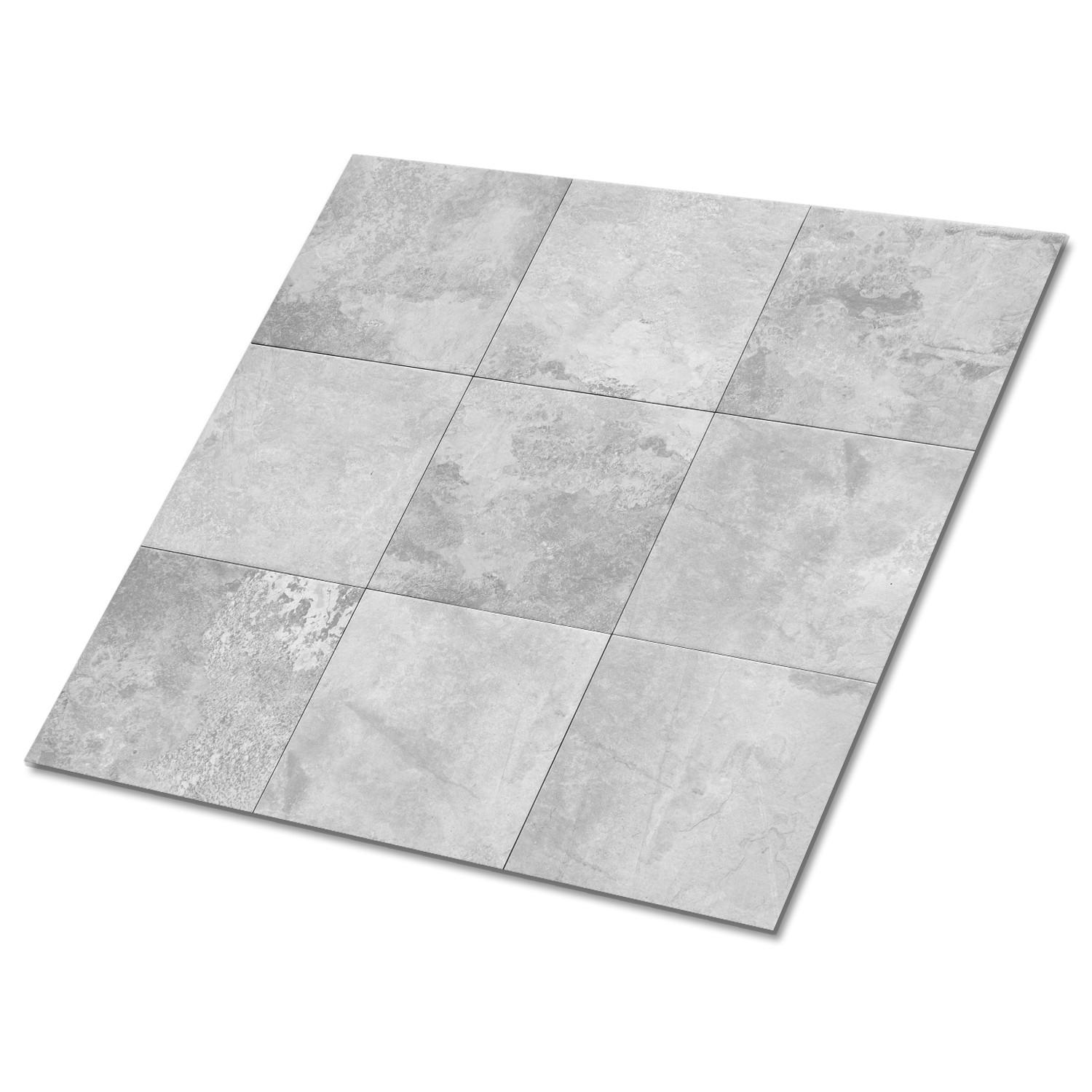 FLIESENAUFKLEBER 9 Stück 30x30 cm selbstklebend Beton-Patchwork - Grau, Textil (30/1.6/30cm) - TULUP