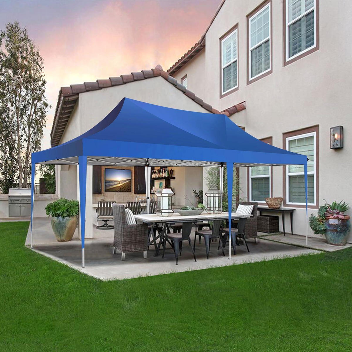 FALTPAVILLON 3x6 m Hellblau mit 6 Seitenteilen - Blau, Textil (300/320/600cm)