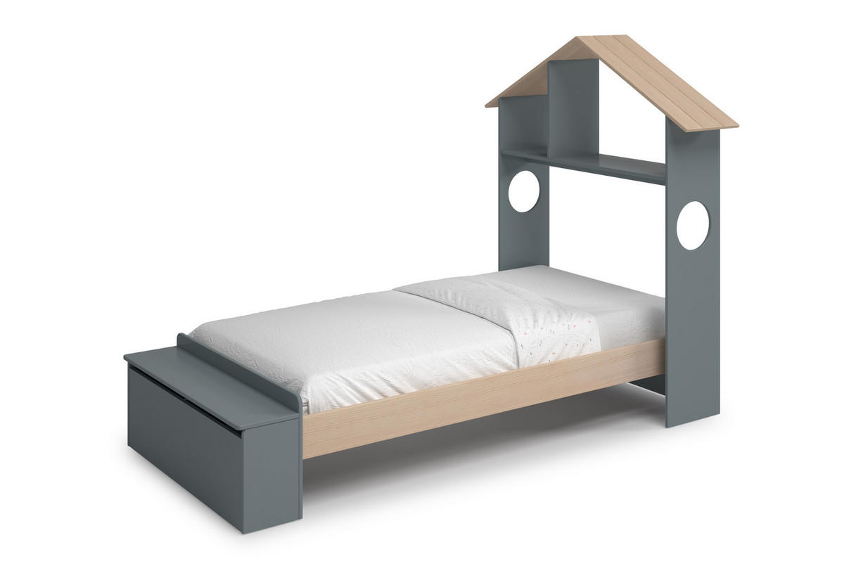 KINDERBETT Odessa Grün 216.5/128.5/153 cm - Grün, Holz (90/190cm) - Calicosy