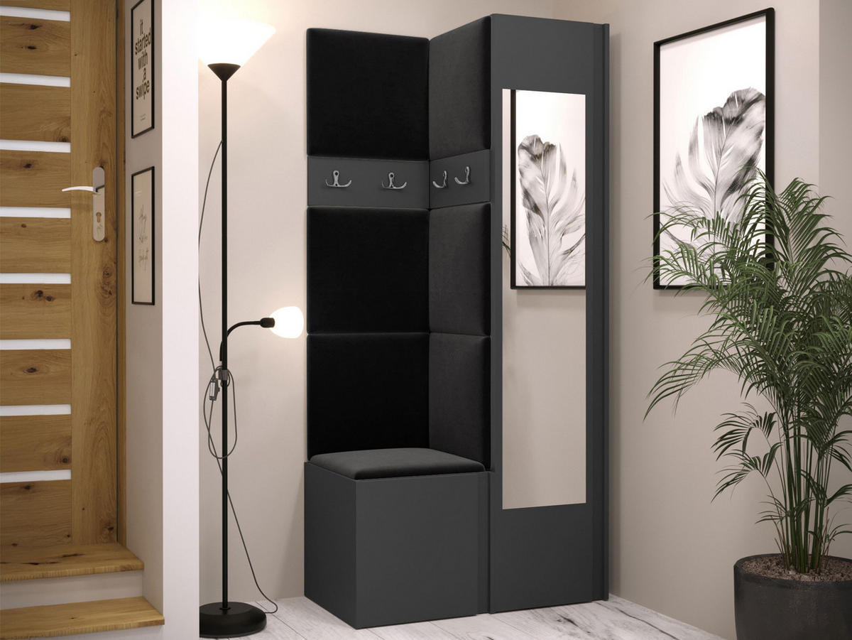 GARDEROBEN-SET Orion XXV - Anthrazit/Graphitfarben, Holzwerkstoff/Kunststoff (82/186/46cm) - MIRJAN24