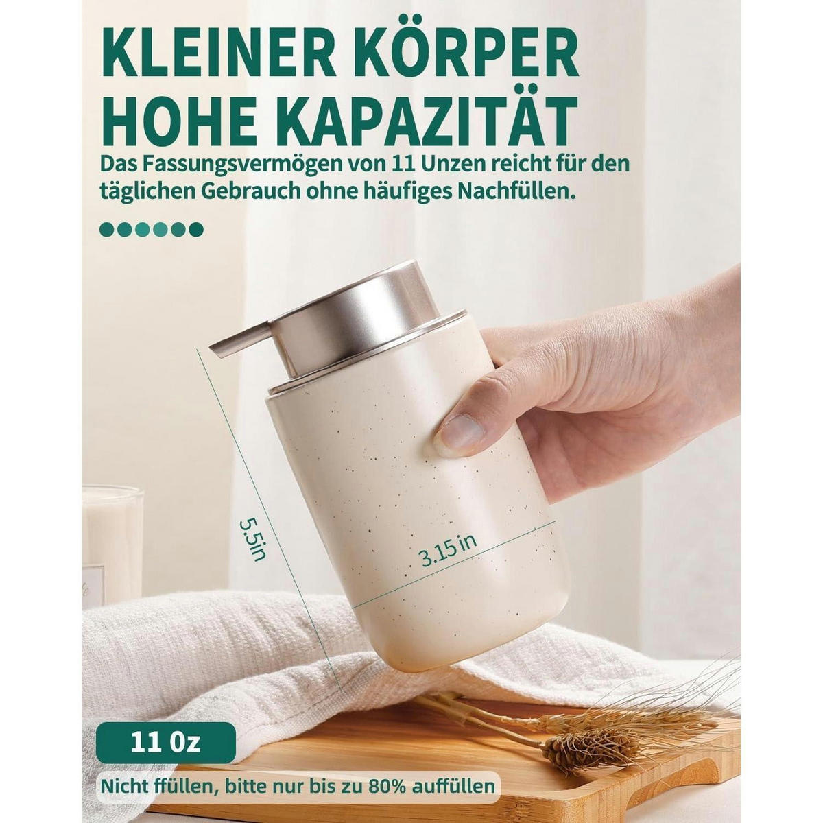 SEIFENSPENDER Keramik 350ml Beige & Rosa - Beige, Keramik (8/14/8cm)