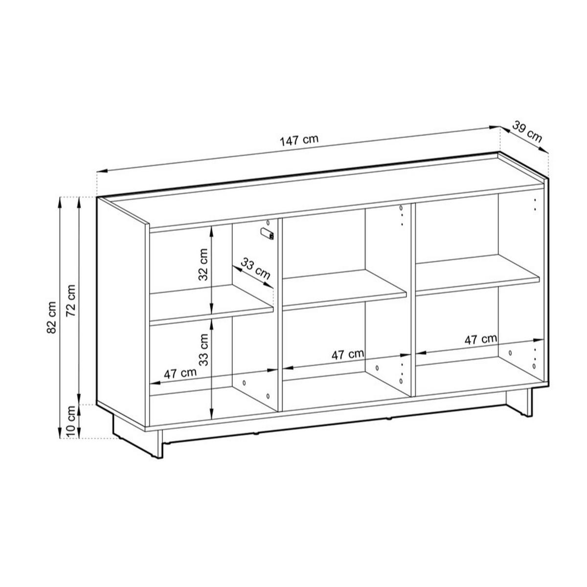 SIDEBOARD SUNA 147 cm (Karamell Eiche, Push to Open) - Eichefarben, Holz/Holzwerkstoff (147/82/39cm) - Ravio