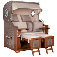 STRANDKORB 2-Sitzer Düne Mahagoni - Taupe/Braun, Holz/Metall (125/170/80cm) - Mr. Deko