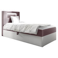 BOXBETT Gold Junior 1, Seite zum Öffnen des Bettkastens: Links - Weiß/Rosa, Holz (100/200cm) - MIRJAN24