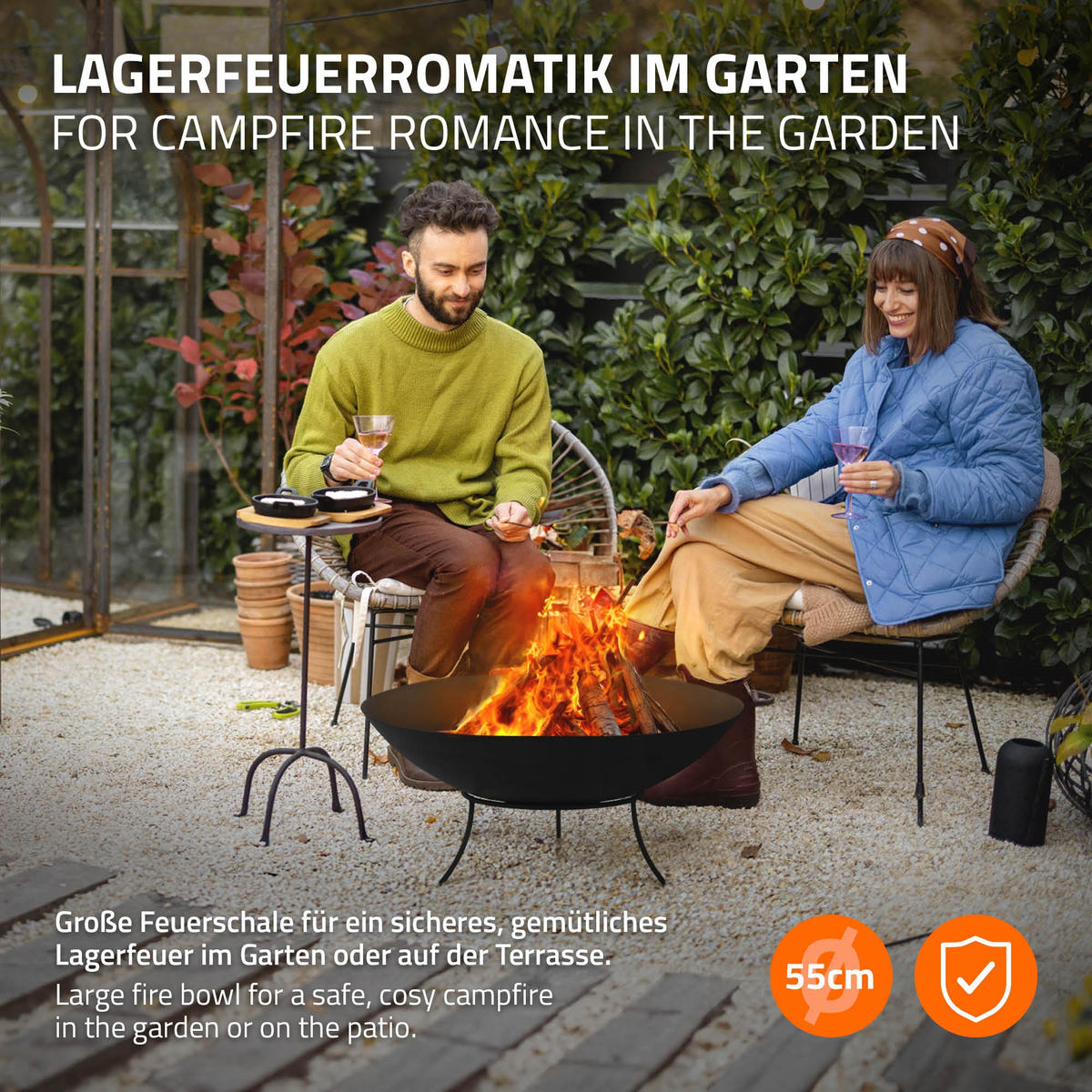 FEUERSCHALE - Schwarz, Metall (55/24/55cm) - ECD-Germany