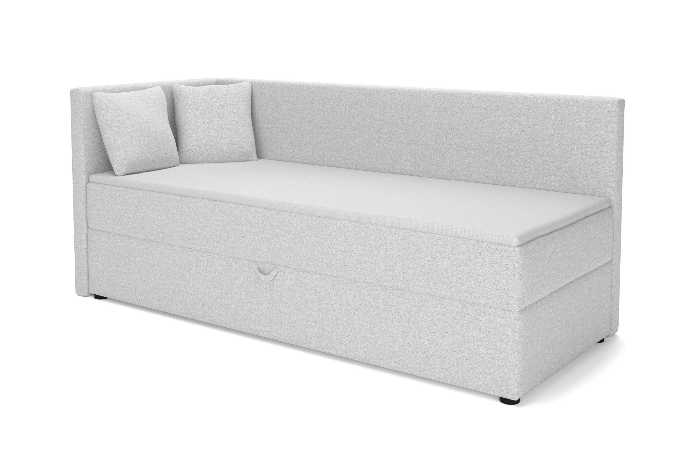 BOXBETT NEVY 100/200 in Stoff Grau H4 links - Grau, Holz/Holzwerkstoff (100/200cm) - Deine Möbel 24