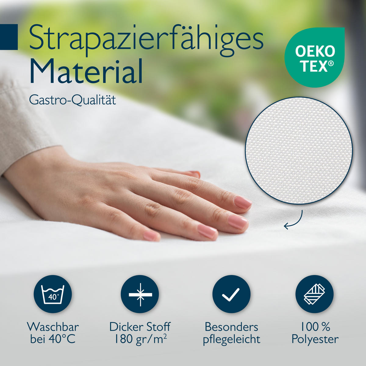 BIERTISCHHUSSE Premium M 70cm Weiß (3tlg) - Weiß, Textil (70/220cm) - Beautissu 