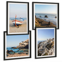 BILDER SET 4er Set - 50x50 cm & 40x60 cm Schwarzer Rahmen - Ansichten von Griechenland, Łódź, Häuser - Schwarz, Kunststoff (50/50cm) - TULUP