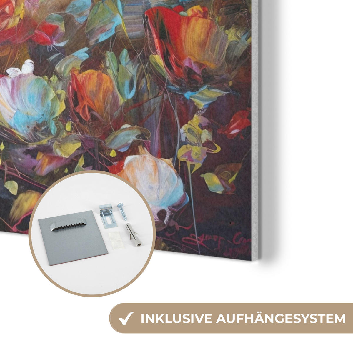 AKUSTIKBILD Blumen - Kunst - Natur - Ölgemälde Akustikpaneele 90x60 cm - Multicolor, Kunststoff (90/60/0.9cm) - MuchoWow