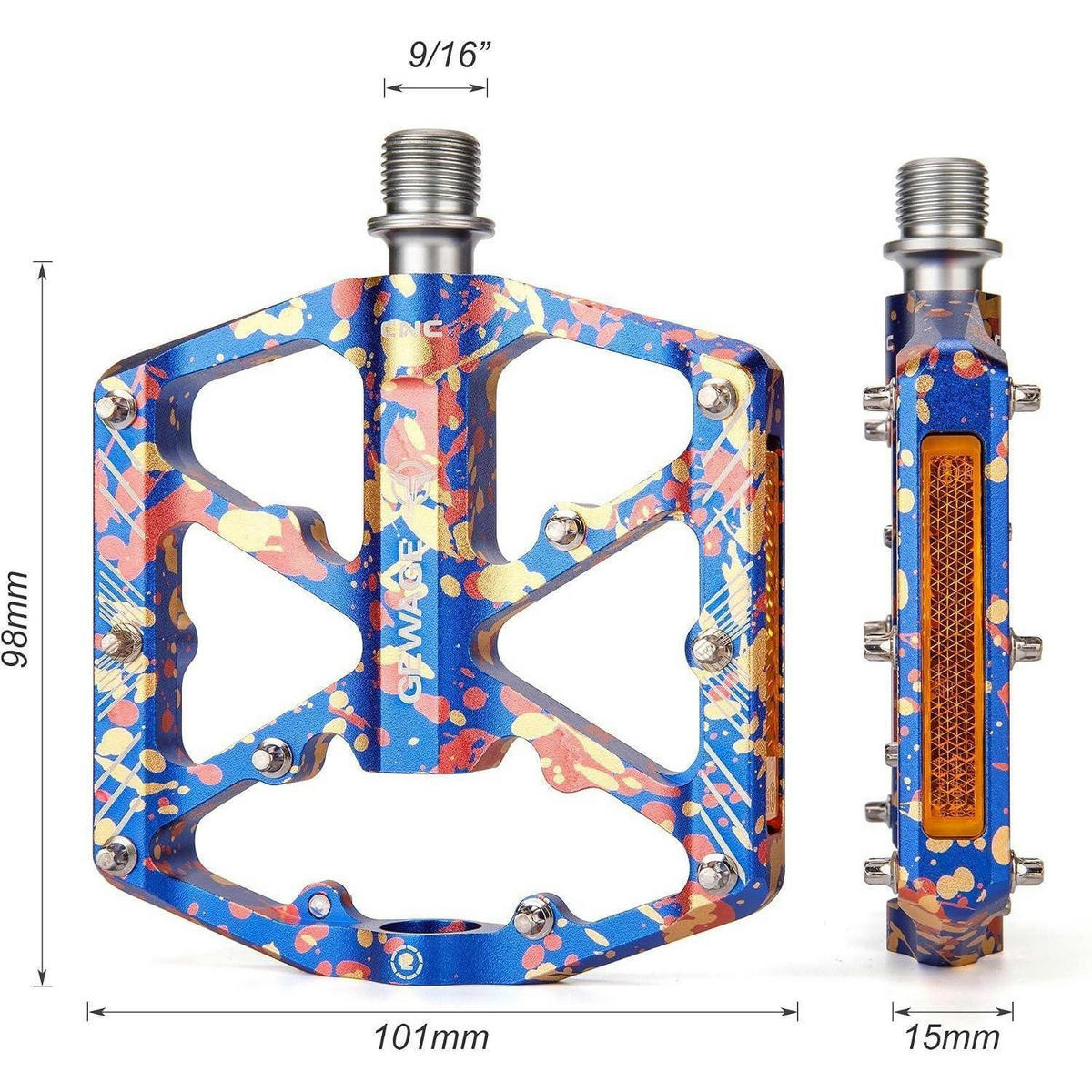 FAHRRADPEDALE mit Reflektoren Blau-Spritzlack - Multicolor, Metall (10.1/1.5/11.8cm)