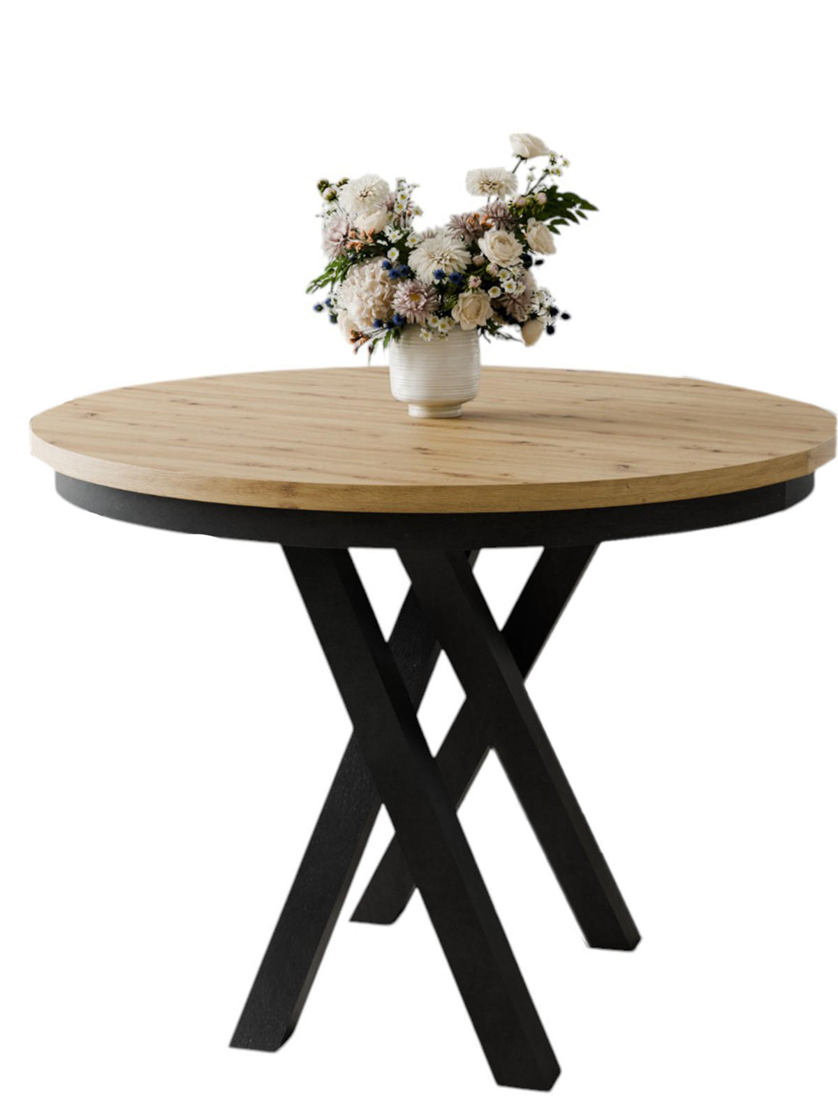 ESSTISCH ausziehbarer DAST Eiche artisan - Schwarz/Eiche Artisan, Holzwerkstoff/Metall (100/100/77cm) - Compleo24