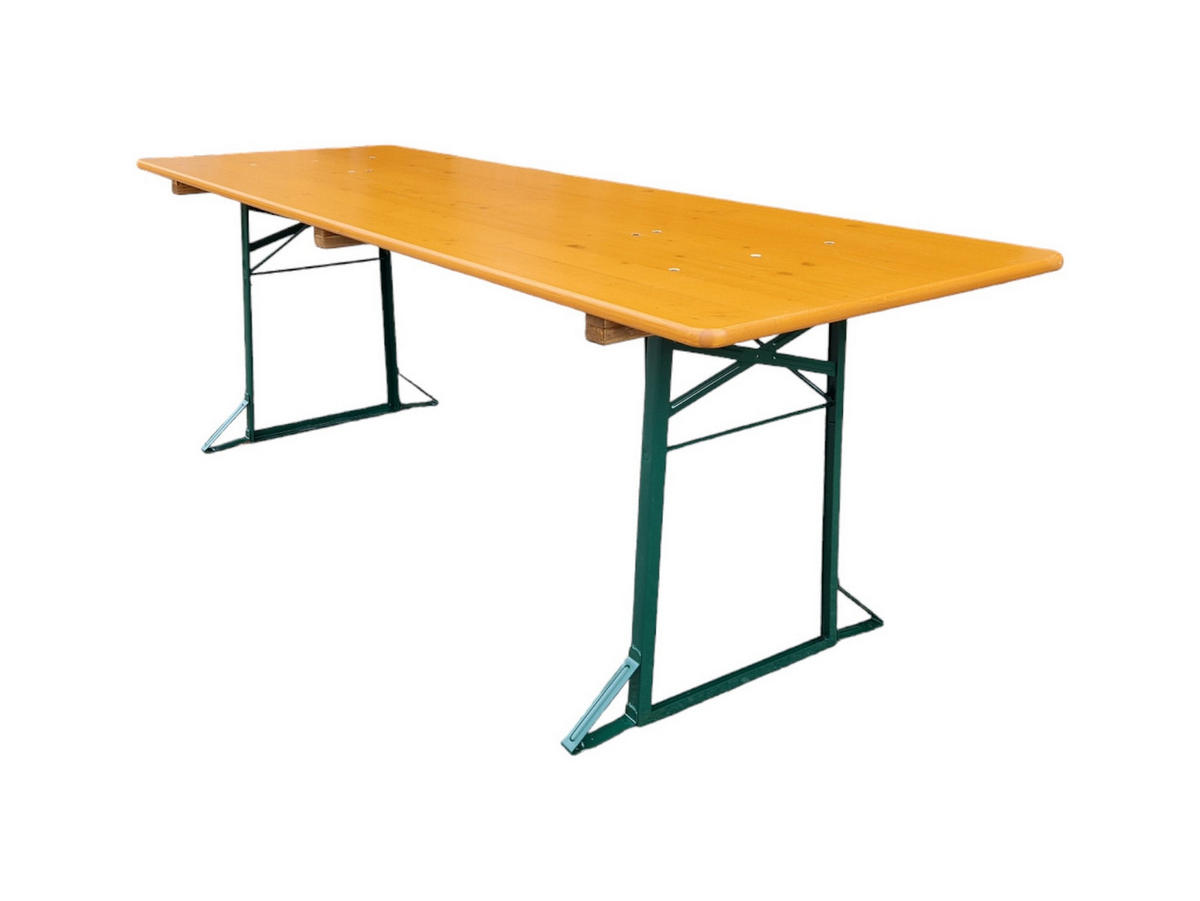 BIERZELTGARNITUR ALPENFEST 3-teilig 77x220x80cm Fichtenholz Nuss/ Grün - Nussbaumfarben, Holz - CHEFGASTRO