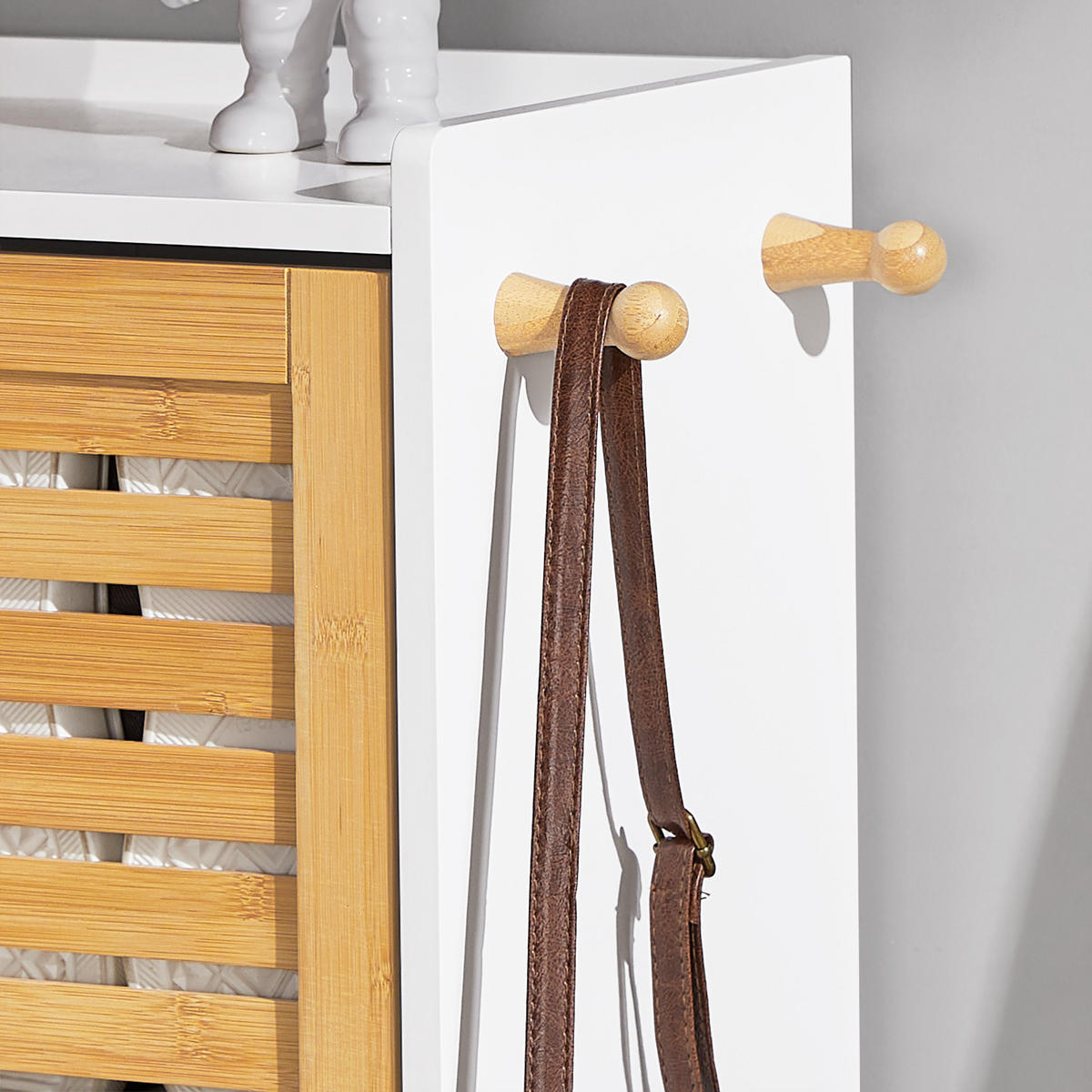 SCHUHSCHRANK Weiß-Natur - Naturfarben, Holzwerkstoff (55/112/30cm) - SoBuy
