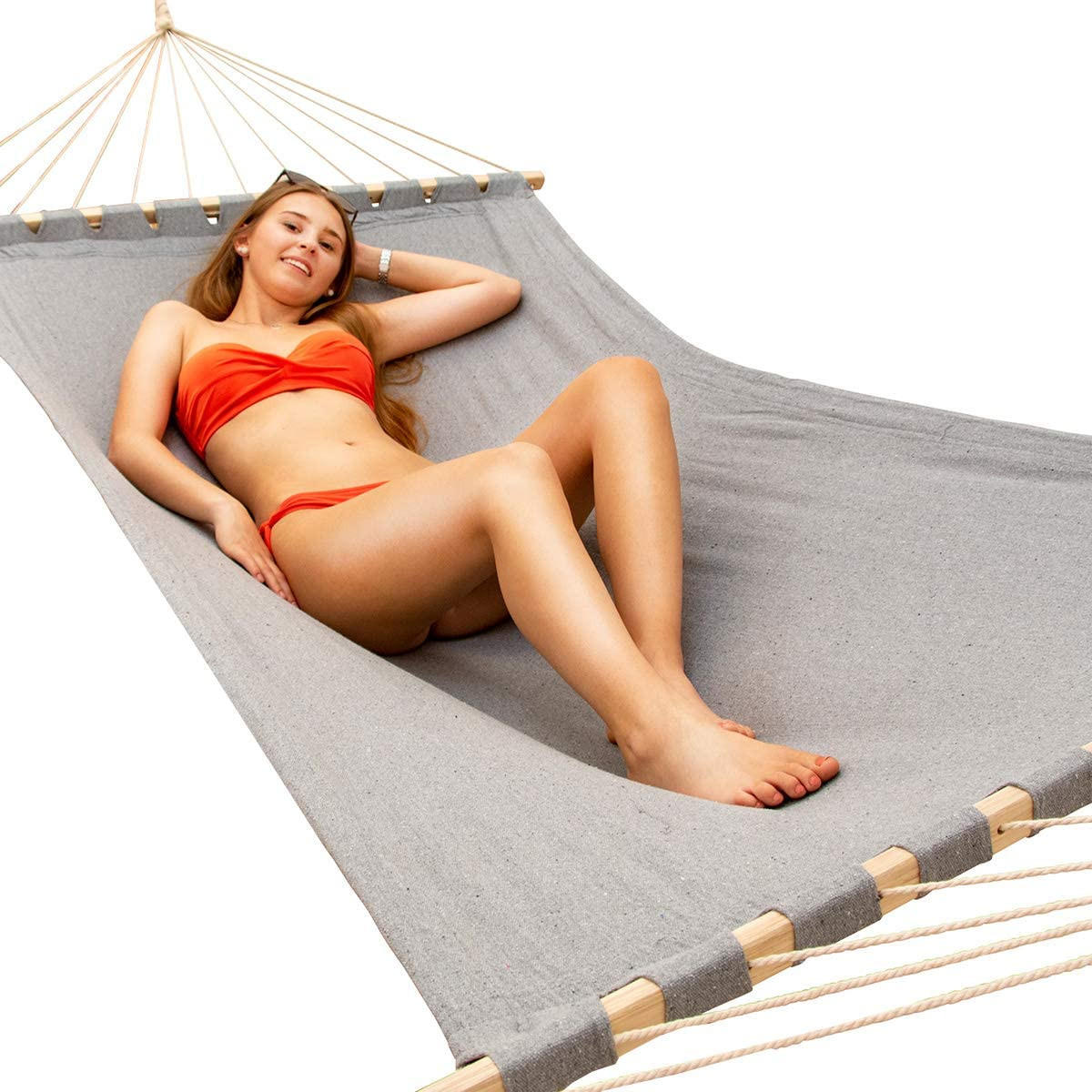 DOPPEL-HÄNGEMATTE mit Gestell bis 120kg, 200/120cm, Grau - Grau, Metall (100/90/300cm) - Amanka
