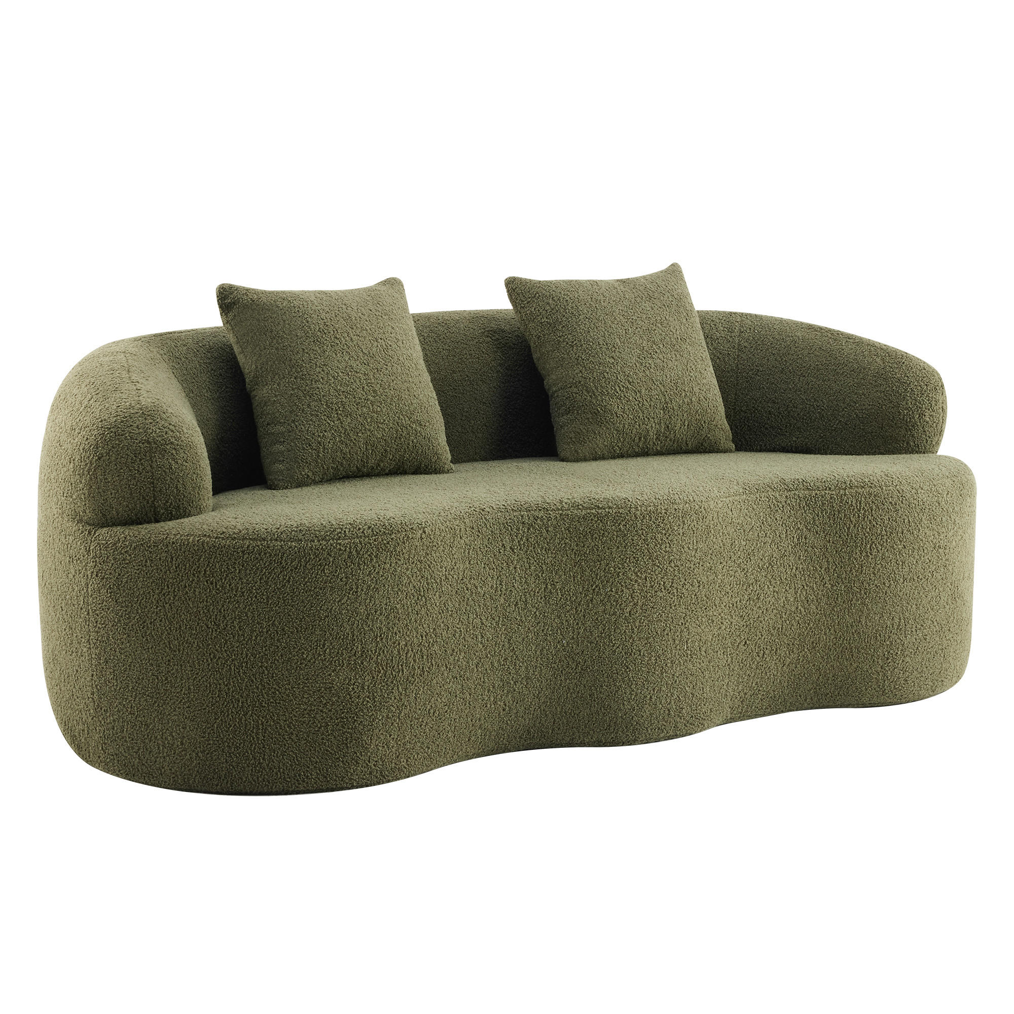 2-SITZER SOFA Polyester Grün mit 2 Kissen - Grün, Holzwerkstoff/Textil (170/70/89cm) - WISHDOR