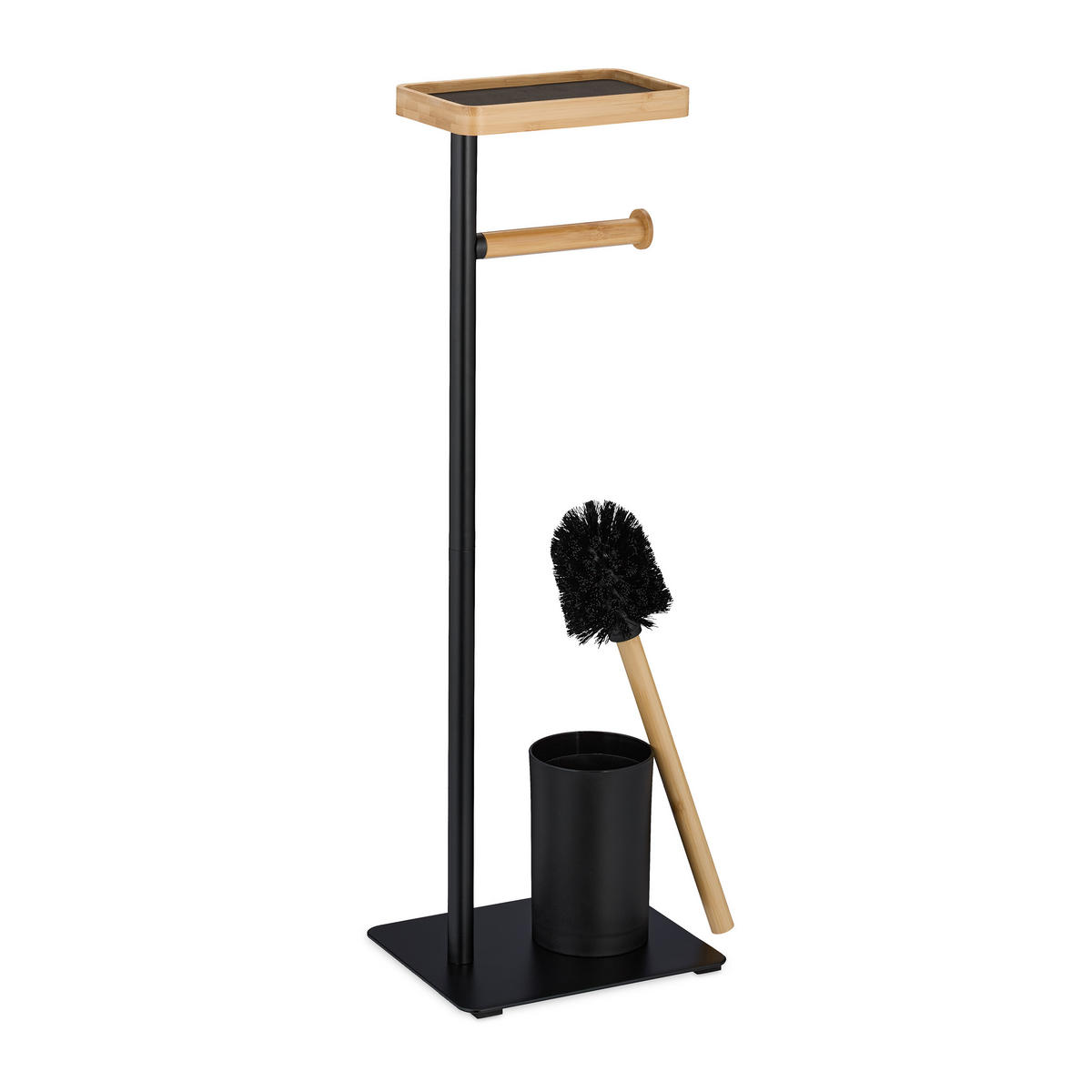 WC-GARNITUR - Schwarz, Holz/Kunststoff (22/65/18cm) - Relaxdays