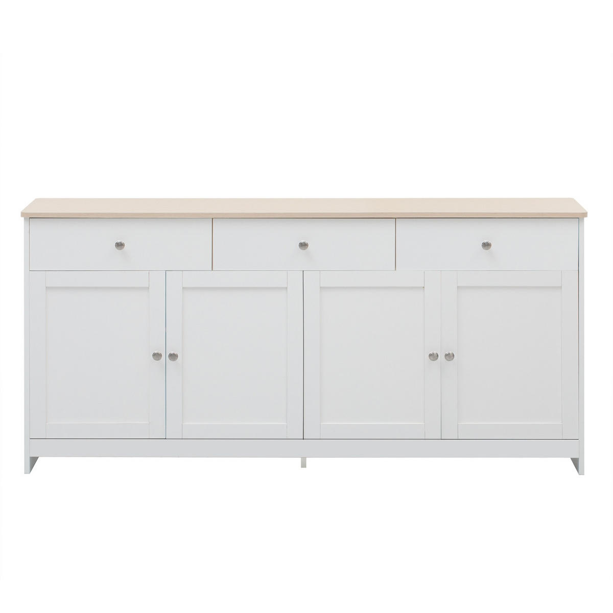 SIDEBOARD 160cm, mit 3 Schubladen, 4 Türen, 2 verstellbaren Regalböden, Küchenschrank, Weiß - Weiß, Holzwerkstoff (160/37/75cm) - Waldena