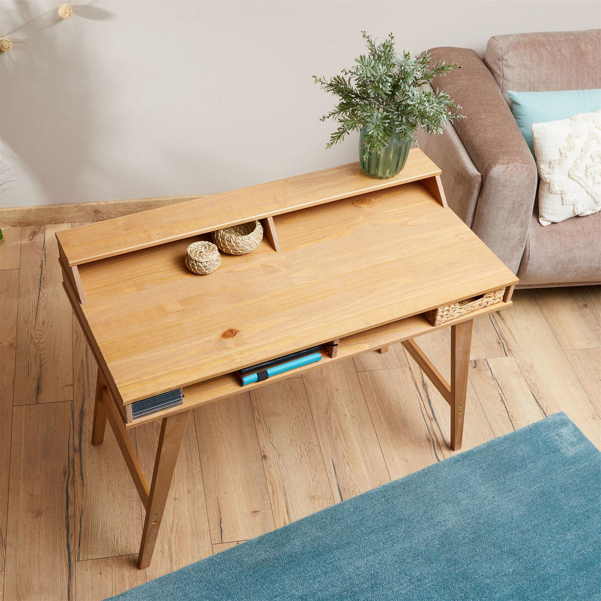 SCHREIBTISCH LUNA - Braun, Holz (54/110/83cm) - IDIMEX
