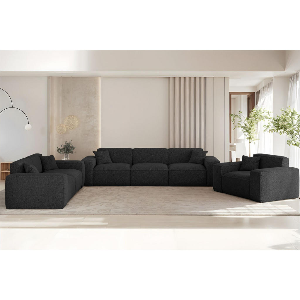 Thumbnail - Fun Möbel Sofa, Schwarz, Textil, 218x73x90 cm, Wohnzimmer, Sofas & Couches, Sofas, 3-Sitzer Sofas