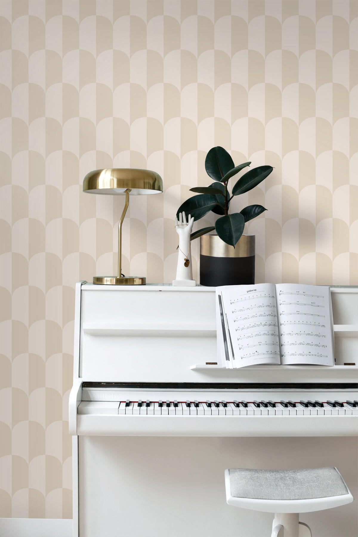 TAPETE Art Decó Muster 53 cm x 10.05 m - Beige, Papier (53/1000cm) - ESTAhome